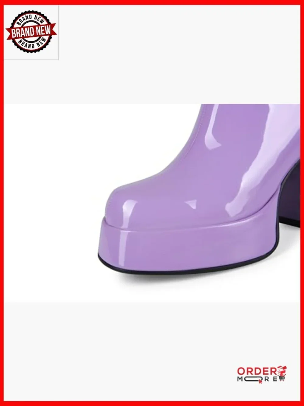 Knee High Platform Boots Chunky Heel Square Toe Patent Leather Disco
